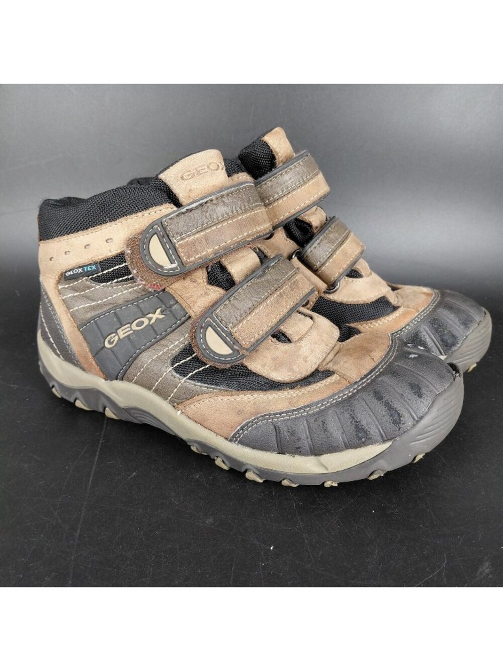 Geox Boots Kids Size 3.5 Brown Leather Geox-Tex Snow Winter Hook Loop Ankle